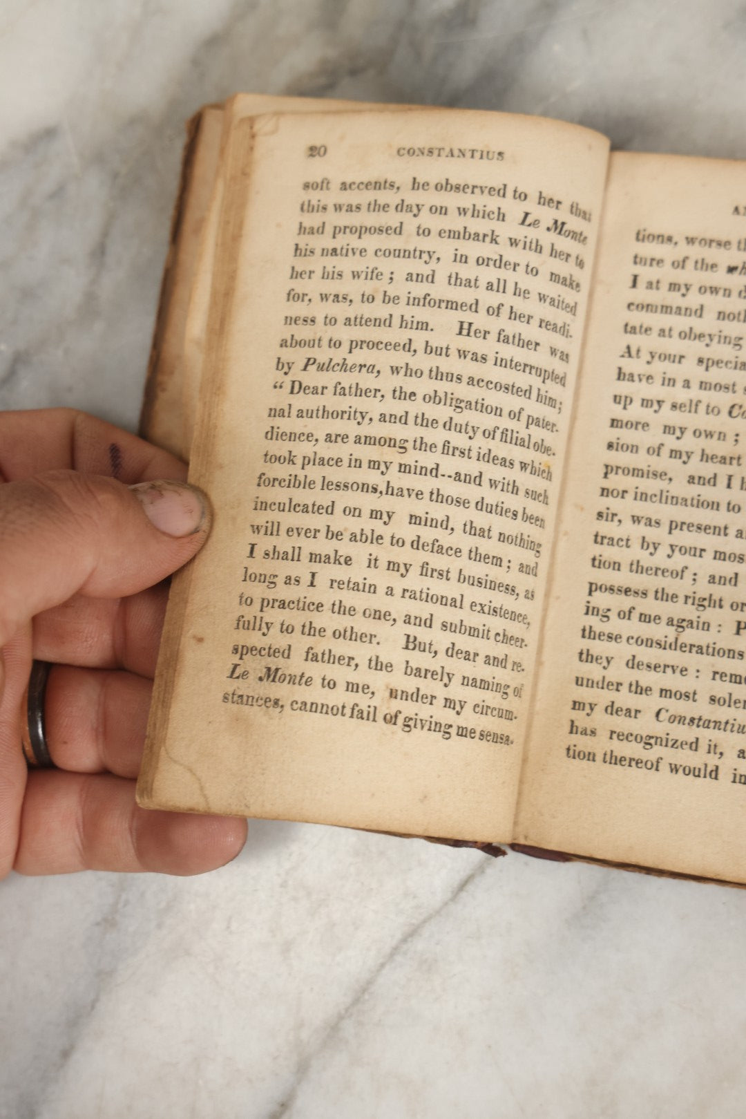 Lot 281 - "History Of Constantius And Pulchera; Or, Virtue Rewarded" Antique Moral Romance Book, Published By Amos B. Parker, Boston, 1821