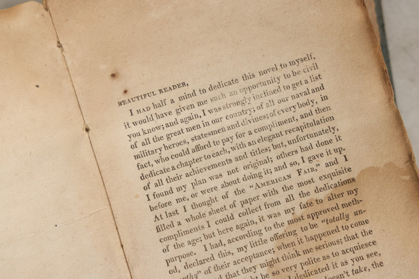Lot 283 - "Keep Cool: A Novel Written In Hot Weather" Antique Satirical Novel By Tobias Watkins (Published Under The Pseudonym Somebody, M.D.C.), Volume I Only, Published By Joseph Cushing, Baltimore, 1817, Note Poor Condition, Missing Covers