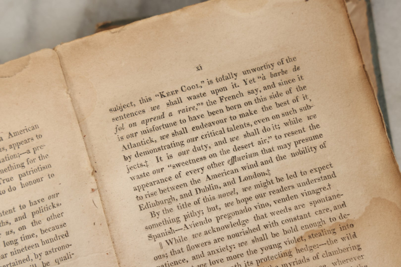 Lot 283 - "Keep Cool: A Novel Written In Hot Weather" Antique Satirical Novel By Tobias Watkins (Published Under The Pseudonym Somebody, M.D.C.), Volume I Only, Published By Joseph Cushing, Baltimore, 1817, Note Poor Condition, Missing Covers