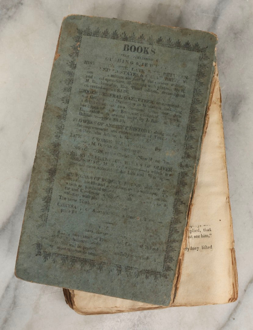 Lot 283 - "Keep Cool: A Novel Written In Hot Weather" Antique Satirical Novel By Tobias Watkins (Published Under The Pseudonym Somebody, M.D.C.), Volume I Only, Published By Joseph Cushing, Baltimore, 1817, Note Poor Condition, Missing Covers