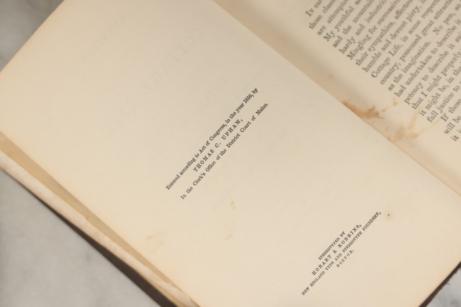 Lot 284 - "American Cottage Life: A Series Of Poems" Antique Poetry Book By Thomas C. Upham, Published By Sanborn & Carter, Portland, 1852
