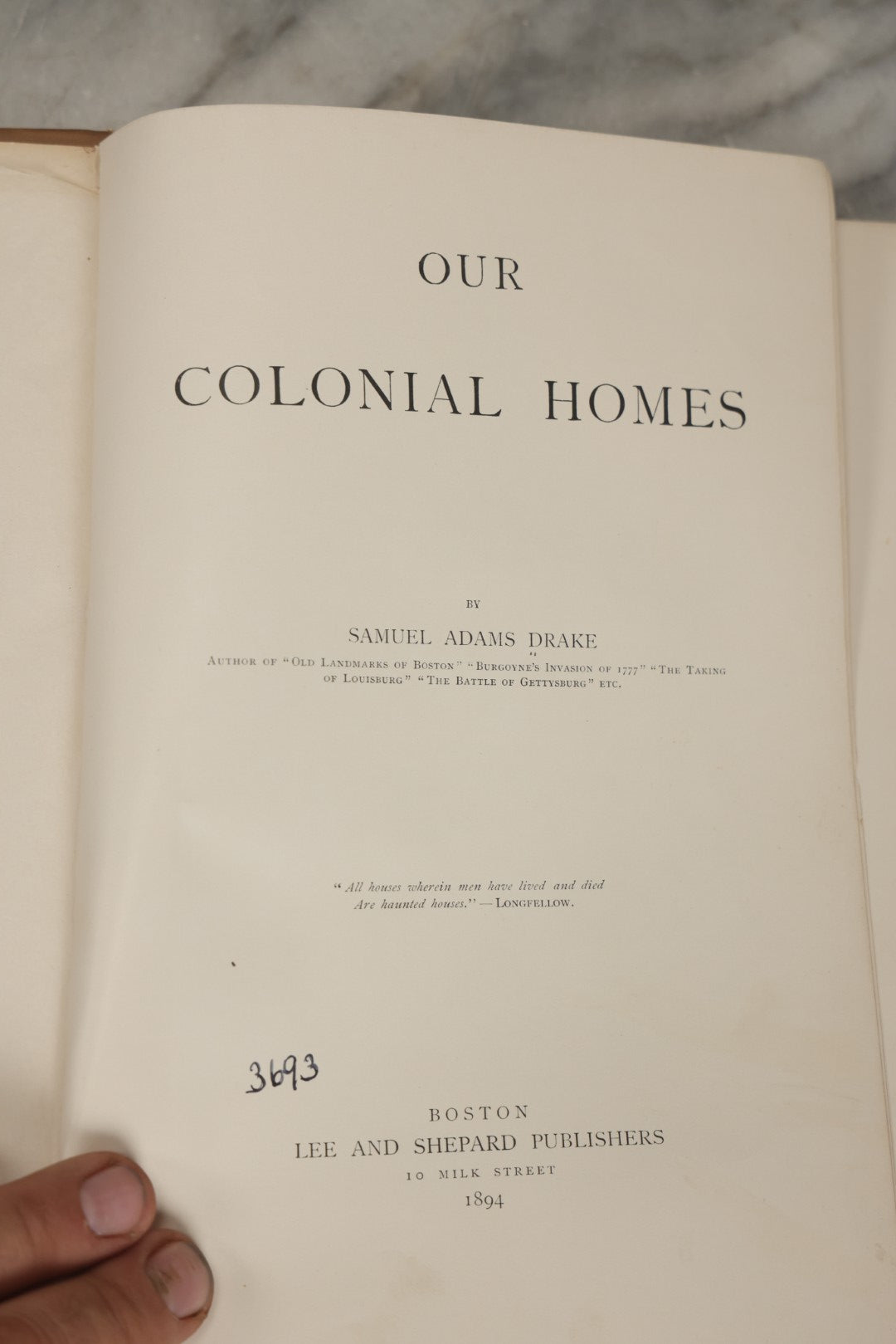 Lot 285 - "Our Colonial Homes" Antique Illustrated Architecture And History Book By Samuel Adams Drake, Published By Lee And Shepard Publishers, Boston, 1894, With Gilt Foredge