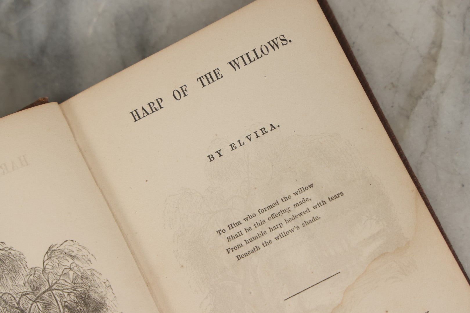 Lot 289 - "Harp Of The Willows" Antique Collected Poetry Book By Elvira, Published By Geo. C. Rand & Avery, Boston, 1861, With Gilt And Debossed Harp Design On Front Cover