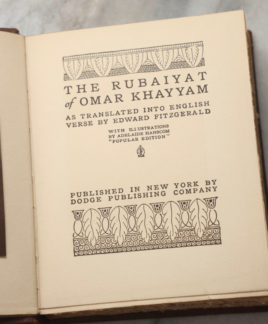Lot 293 - "The Rubaiyat Of Omar Khayyam" Antique Illustrated Poetry Book Translated By Edward Fitzgerald, Illustrated By Adelaide Hanscom, Published By Dodge Publishing Company, New York, 1914