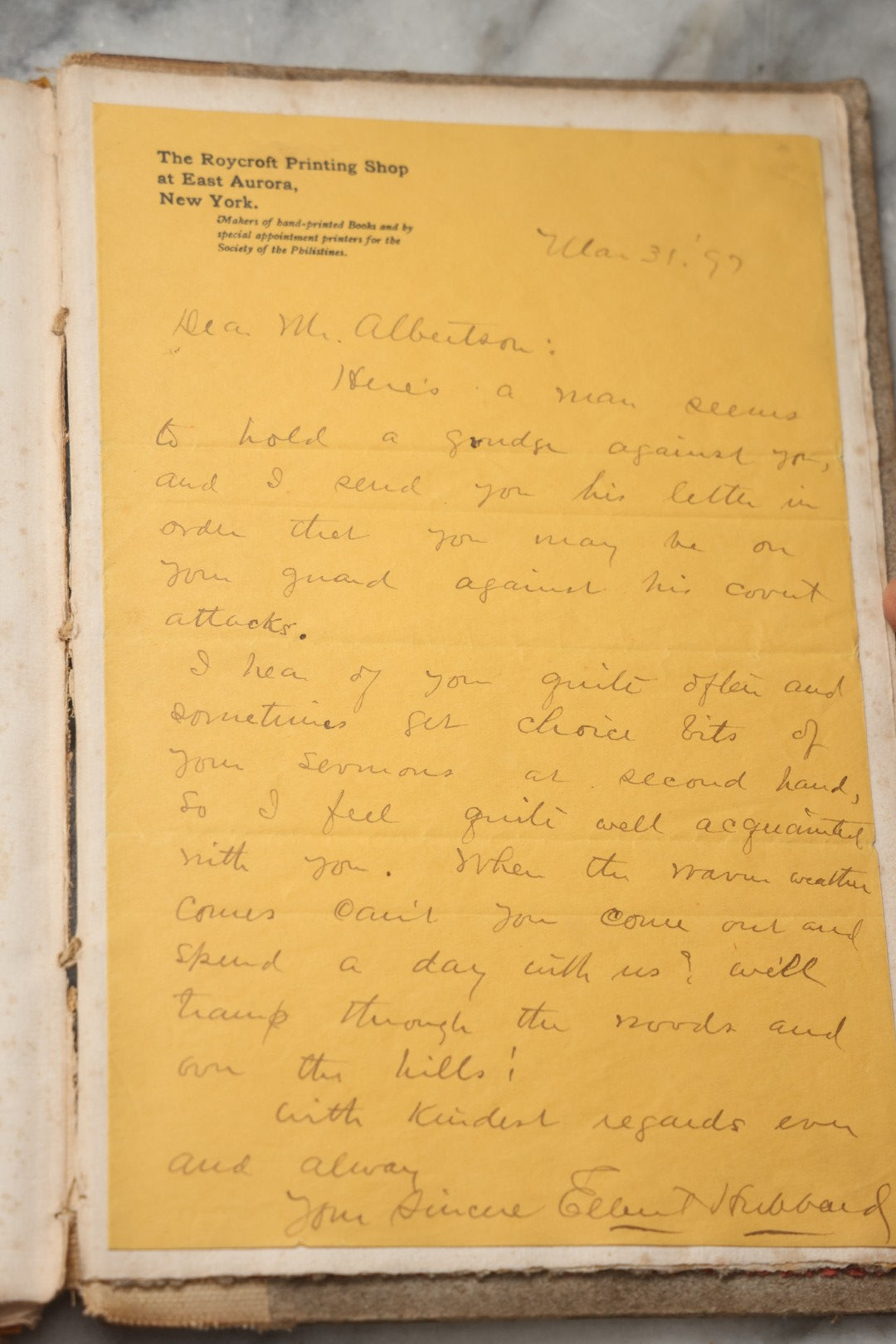 Lot 297 - "The Journal Of Koheleth: Being A Reprint Of The Book Of Ecclesiastes With An Essay By Elbert Hubbard" Antique Limited Edition Book, Roycroft Printing Shop, 1896, Note Front Cover Detached
