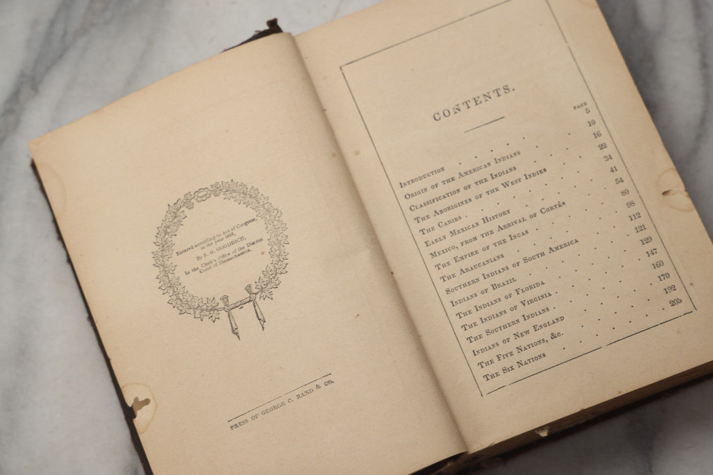 Lot 303 - "History Of The Indians Of North And South America" Antique History Book By Samuel Griswold Goodrich (Author Of Peter Parley's Tales), Published By Geo. C. Rand, Cornhill, Wm. J. Reynolds And Company, Boston, 1855