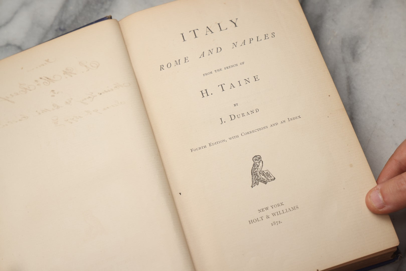 Lot 308 - "Italy, Rome And Naples" Antique Travel Book From The French Of H. Taine, Translated By J. Durand, Published By Holt & Williams, New York, 1872, With Gilt Illustration Of The Colosseum On Front Cover