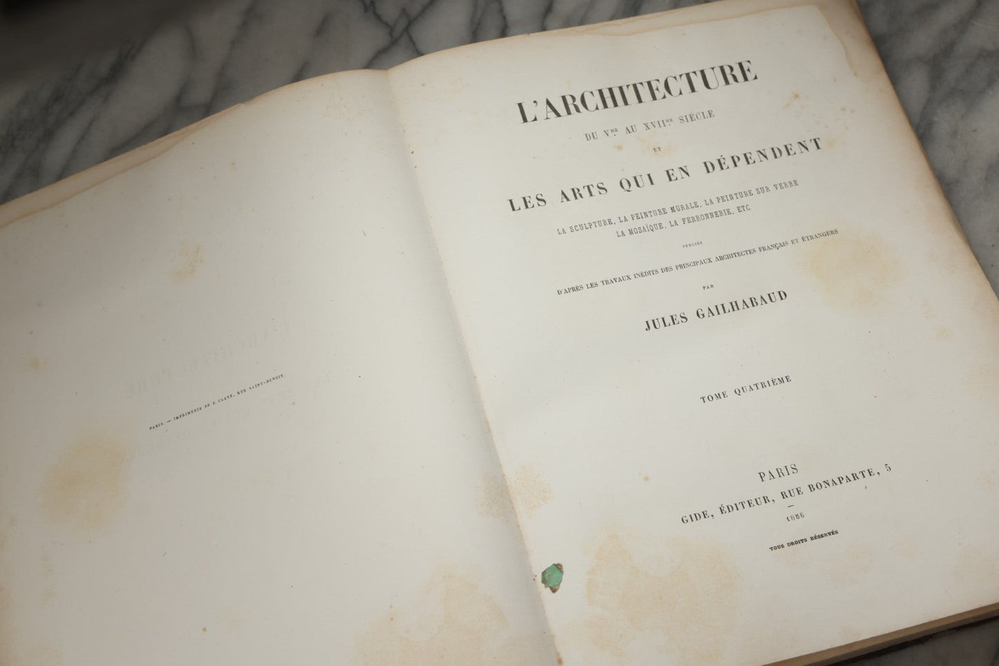 Lot 311 - "L'Architecture Du Ve Au Xviie Siècle Et Les Arts Qui En Dépendent" Antique Large Format French Architecture Book By Jules Gailhabaud, Published In Paris, 1856, Note Condition Issues