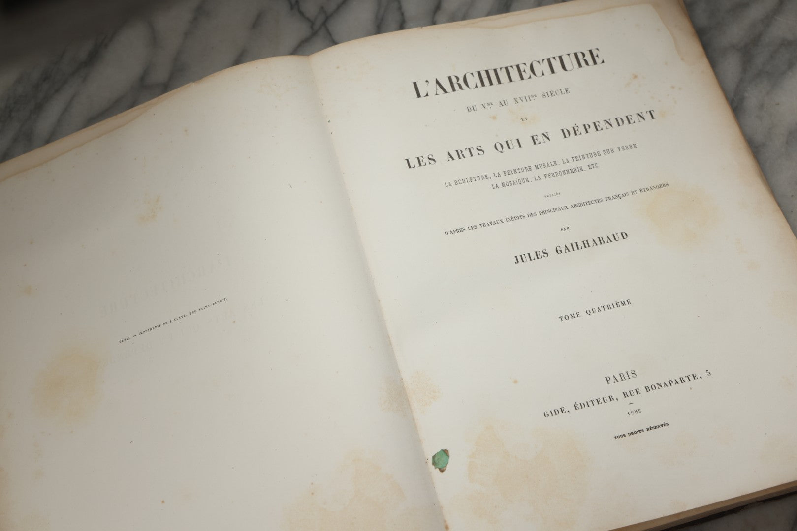 Lot 311 - "L'Architecture Du Ve Au Xviie Siècle Et Les Arts Qui En Dépendent" Antique Large Format French Architecture Book By Jules Gailhabaud, Published In Paris, 1856, Note Condition Issues