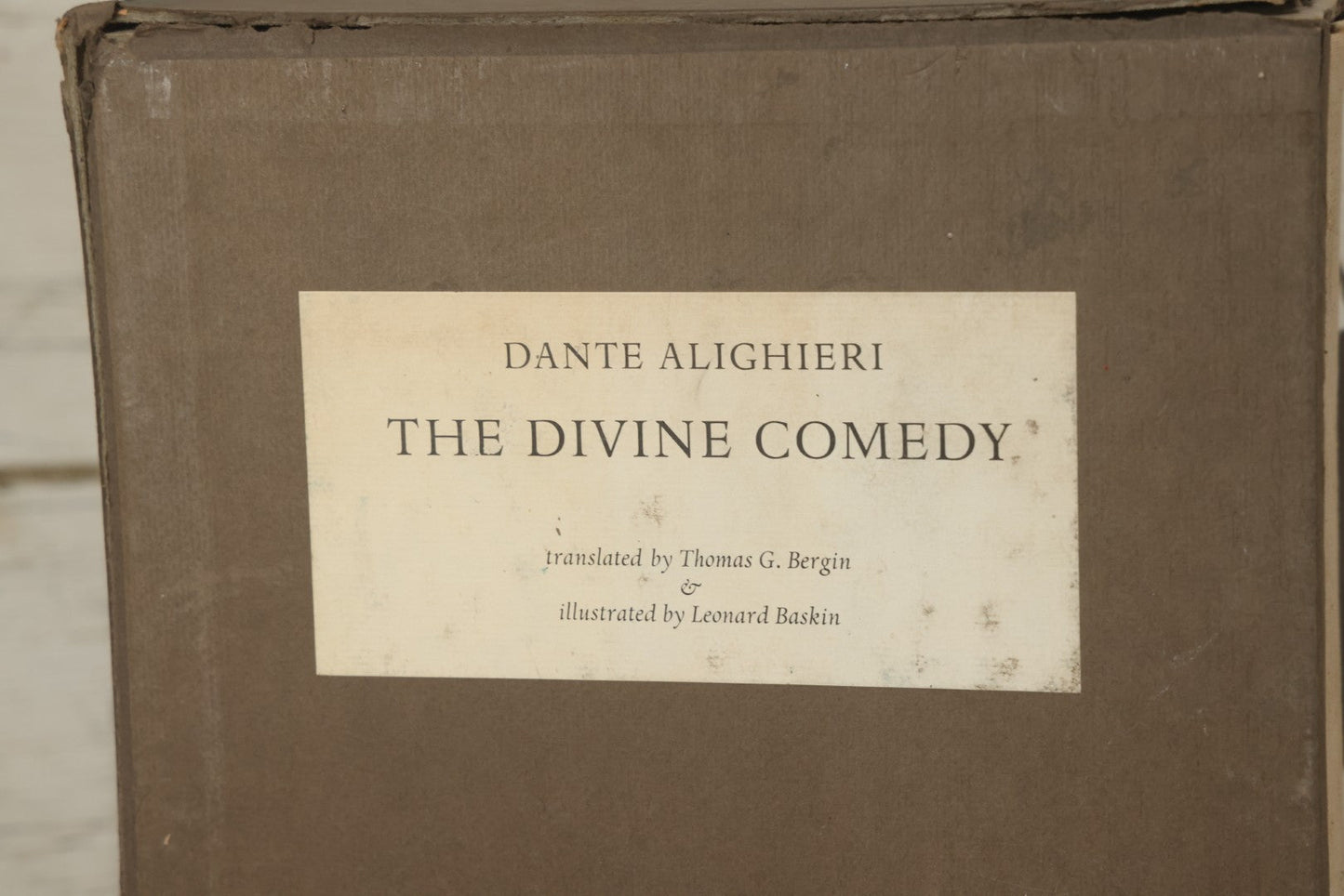 Lot 313 - "The Divine Comedy" Vintage Three-Volume Illustrated Box Set By Dante Alighieri, Translated By Thomas G. Bergin And Illustrated By Leonard Baskin, Published By Grossman Publishers, New York, 1969