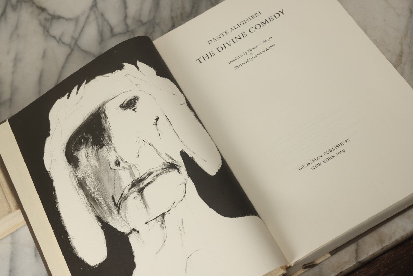 Lot 313 - "The Divine Comedy" Vintage Three-Volume Illustrated Box Set By Dante Alighieri, Translated By Thomas G. Bergin And Illustrated By Leonard Baskin, Published By Grossman Publishers, New York, 1969