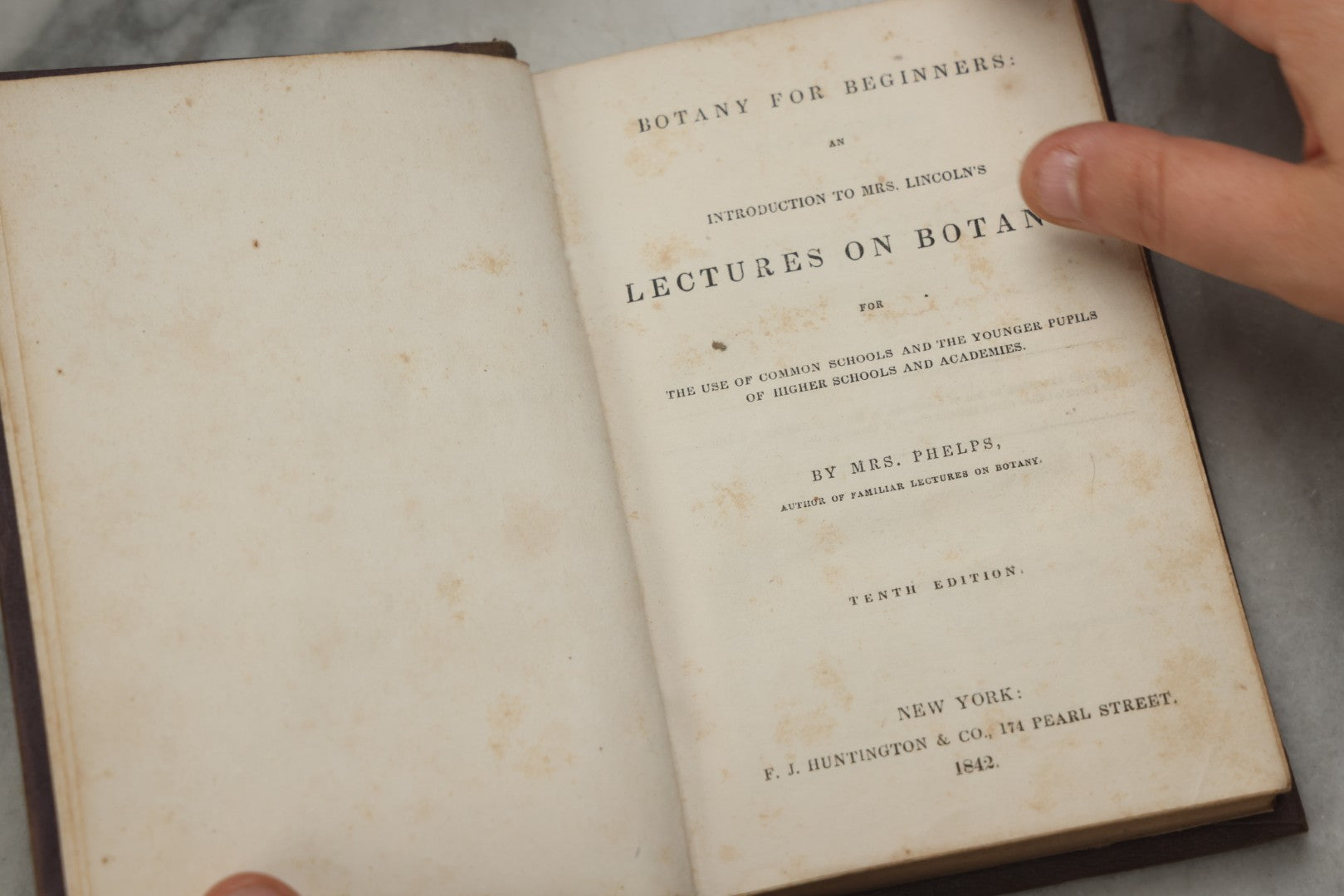 Lot 315 - "Botany For Beginners: An Introduction To Mrs. Lincoln's Lectures On Botany" Antique Illustrated Educational Book By Mrs. Phelps, Published By F.J. Huntington & Co., New York, 1842