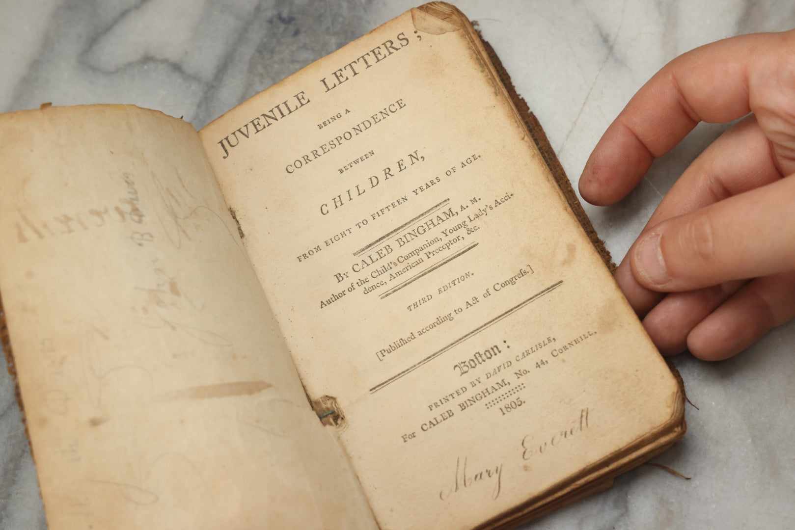 Lot 320 - "Juvenile Letters; Being A Correspondence Between Children, From Eight To Fifteen Years Of Age" Antique Book Of Collected Letters By Caleb Bingham, A.M., Printed By David Carlisle For Caleb Bingham, Boston, 1805