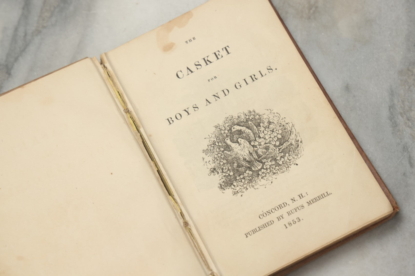 Lot 321 - "The Casket For Boys And Girls" Antique Illustrated Children's Story And Poetry Book, Published By Rufus Merrill, Concord, New Hampshire, 1853