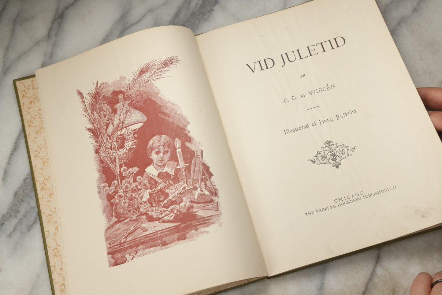 Lot 322 - "Vid Juletid" Antique Swedish Illustrated Christmas Poetry Book By C. D. Af Wirsén, Illustrated By Jenny Nyström, Published By The Engberg-Holmberg Publishing Co., Chicago, Undated, With Gilt And Silver Cover Designs Featuring Three Wise Men