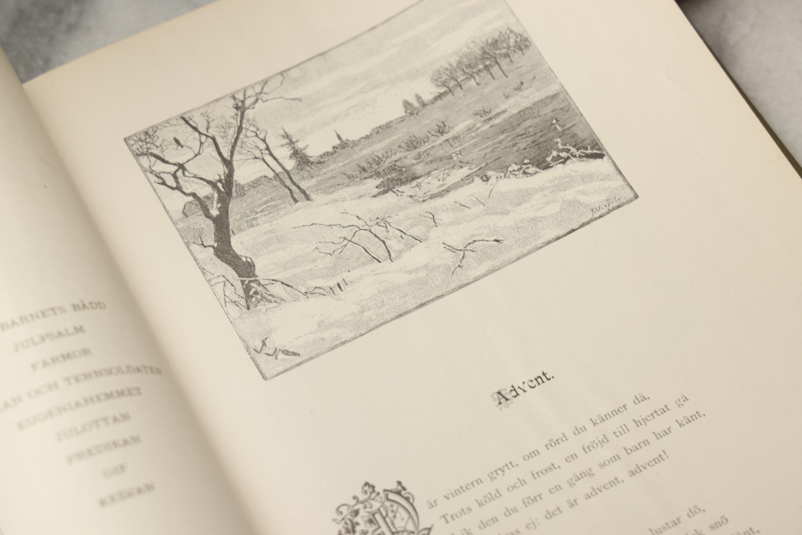 Lot 322 - "Vid Juletid" Antique Swedish Illustrated Christmas Poetry Book By C. D. Af Wirsén, Illustrated By Jenny Nyström, Published By The Engberg-Holmberg Publishing Co., Chicago, Undated, With Gilt And Silver Cover Designs Featuring Three Wise Men