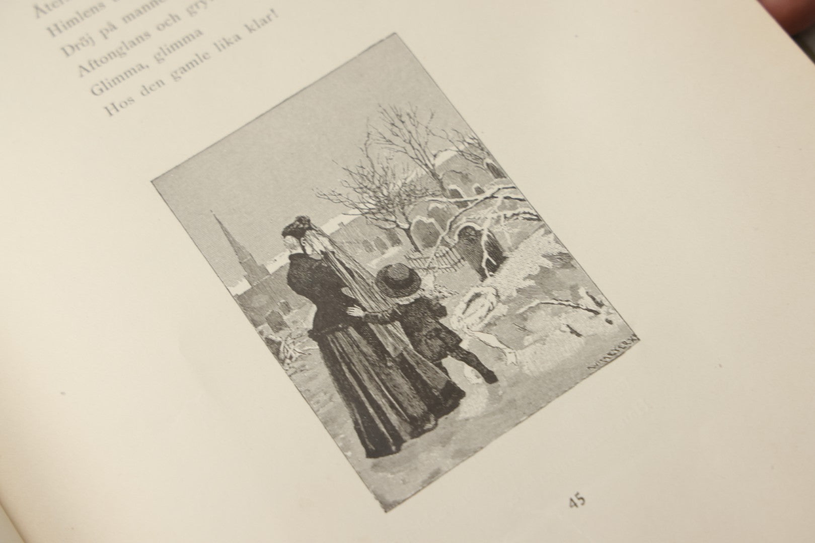Lot 322 - "Vid Juletid" Antique Swedish Illustrated Christmas Poetry Book By C. D. Af Wirsén, Illustrated By Jenny Nyström, Published By The Engberg-Holmberg Publishing Co., Chicago, Undated, With Gilt And Silver Cover Designs Featuring Three Wise Men