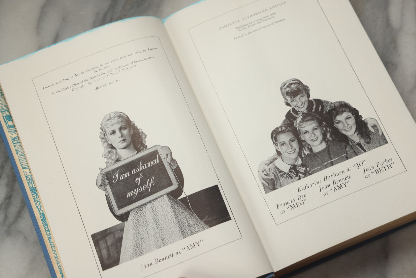 Lot 328 - "Little Women" Vintage Illustrated Movie Edition Book By Louisa May Alcott, Published By A. L. Burt Company, New York And Chicago, Featuring Photographs Of The 1933 Film Cast