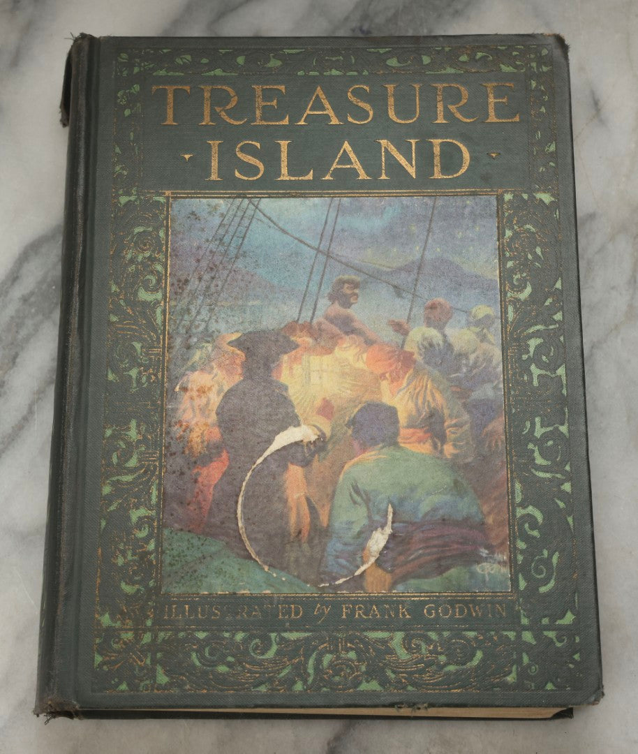 Lot 329 - "Treasure Island" Antique Illustrated Adventure Book By Robert Louis Stevenson, With Introduction And Notes By Gilbert Sykes Blakely, Illustrated By Frank Godwin, Published By The John C. Winston Co., Philadelphia, 1924