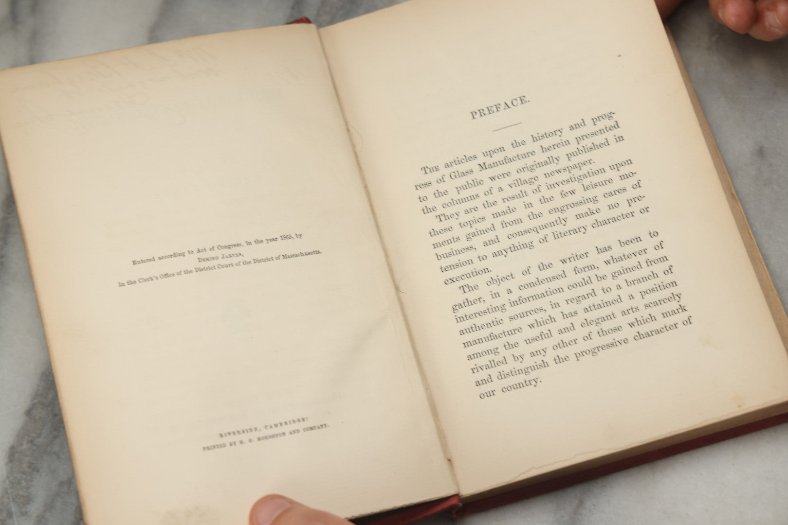 Lot 334 - "Reminiscences Of Glass-Making" Antique Industrial History Book By Deming Jarves, Published By Hurd And Houghton, New York, 1865