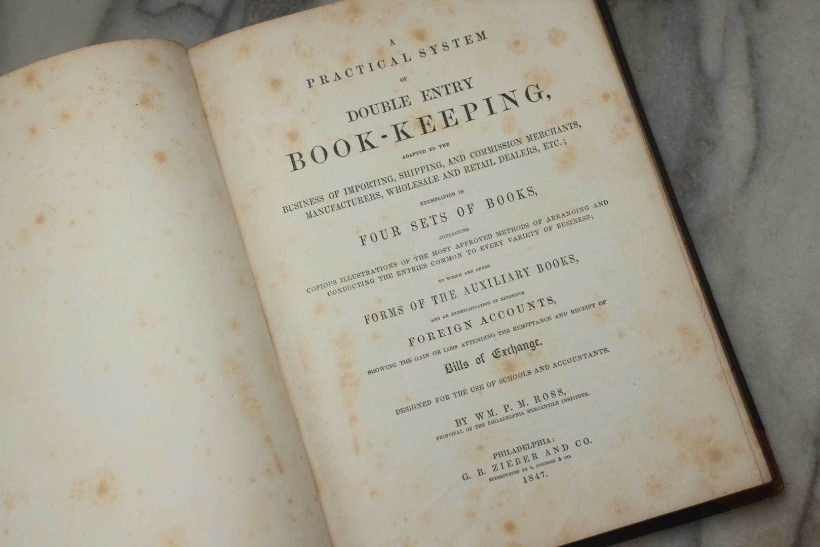 Lot 335 - "Ross's Book-Keeping, Or A Practical System Of Double Entry Book-Keeping" Antique Instructional Business Book By Wm. P. M. Ross, Published By G. B. Zieber And Co., Philadelphia, 1847