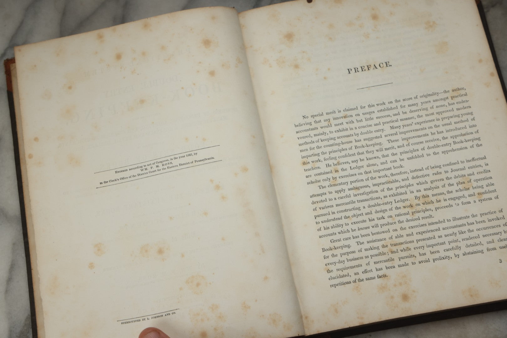 Lot 335 - "Ross's Book-Keeping, Or A Practical System Of Double Entry Book-Keeping" Antique Instructional Business Book By Wm. P. M. Ross, Published By G. B. Zieber And Co., Philadelphia, 1847