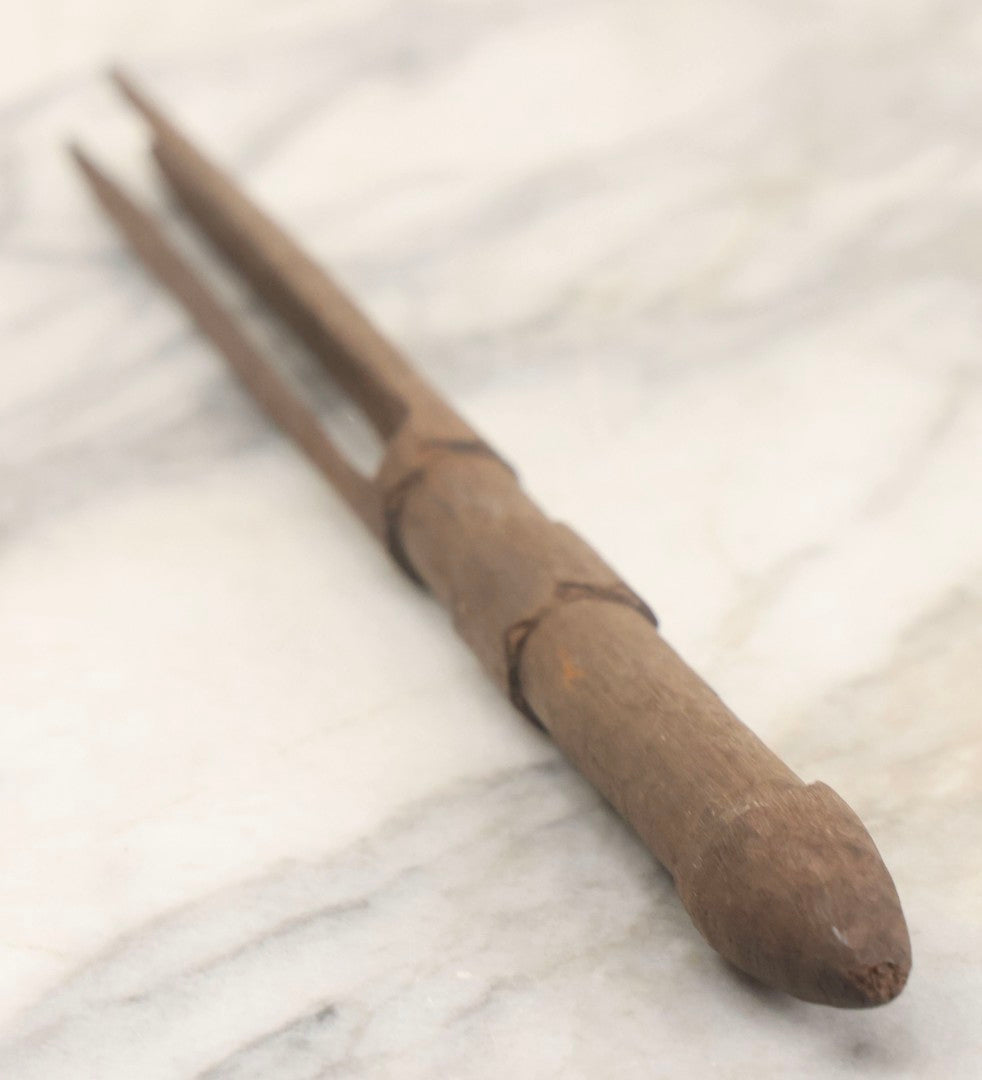Lot 015 - Vintage Hand-Carved Wooden Fork In The Style Of A Fijian Cannibal Fork, 11-3/4" L