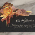 Lot 029 - Antique Die-Cut Stand-Up Halloween Card “On Halloween” Black Cat, Jack-O'-Lantern, Bats & Owl, Series H 50, Fold-Out Easel Card