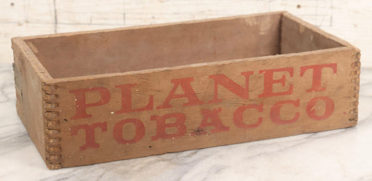 Lot 040 - Vintage Planet Tobacco "Planet Dark" Wooden Crate With Debossed Red Lettering By P. Lorillard Company, Jersey City, New Jersey, Successors To Buchanan & Lyall, Brooklyn, New York