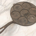 Lot 083 - Vintage Cast Iron Pan With Seven Indented Rounds, Marked "Patent Appl'D For"
