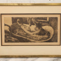Lot 124 - Vintage Framed Engraved Print Of A Man Bathing, Julio's Art Shop, New York City, 13-3/8" x 9"