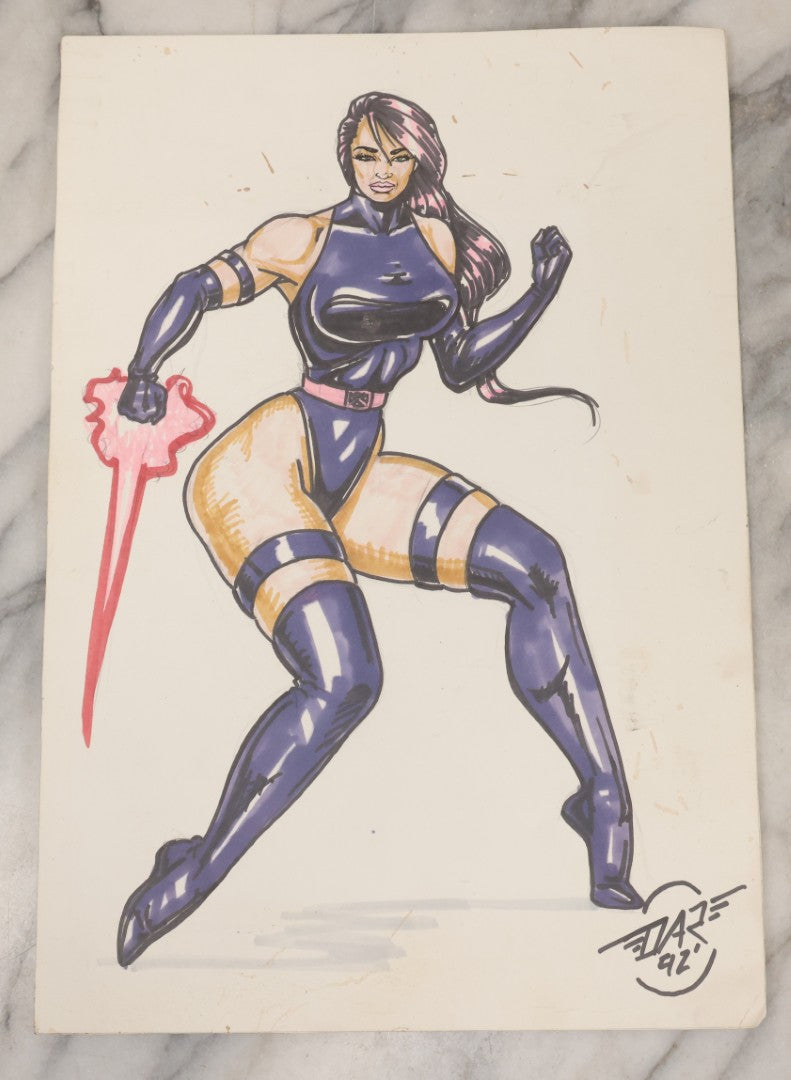 Lot 138 - Pair Of Vintage Erotic Pin Up Illustrations Including "Unseen Starlight" By Steve Woron And Original Superhero Pinup Drawing Signed D.A.R.