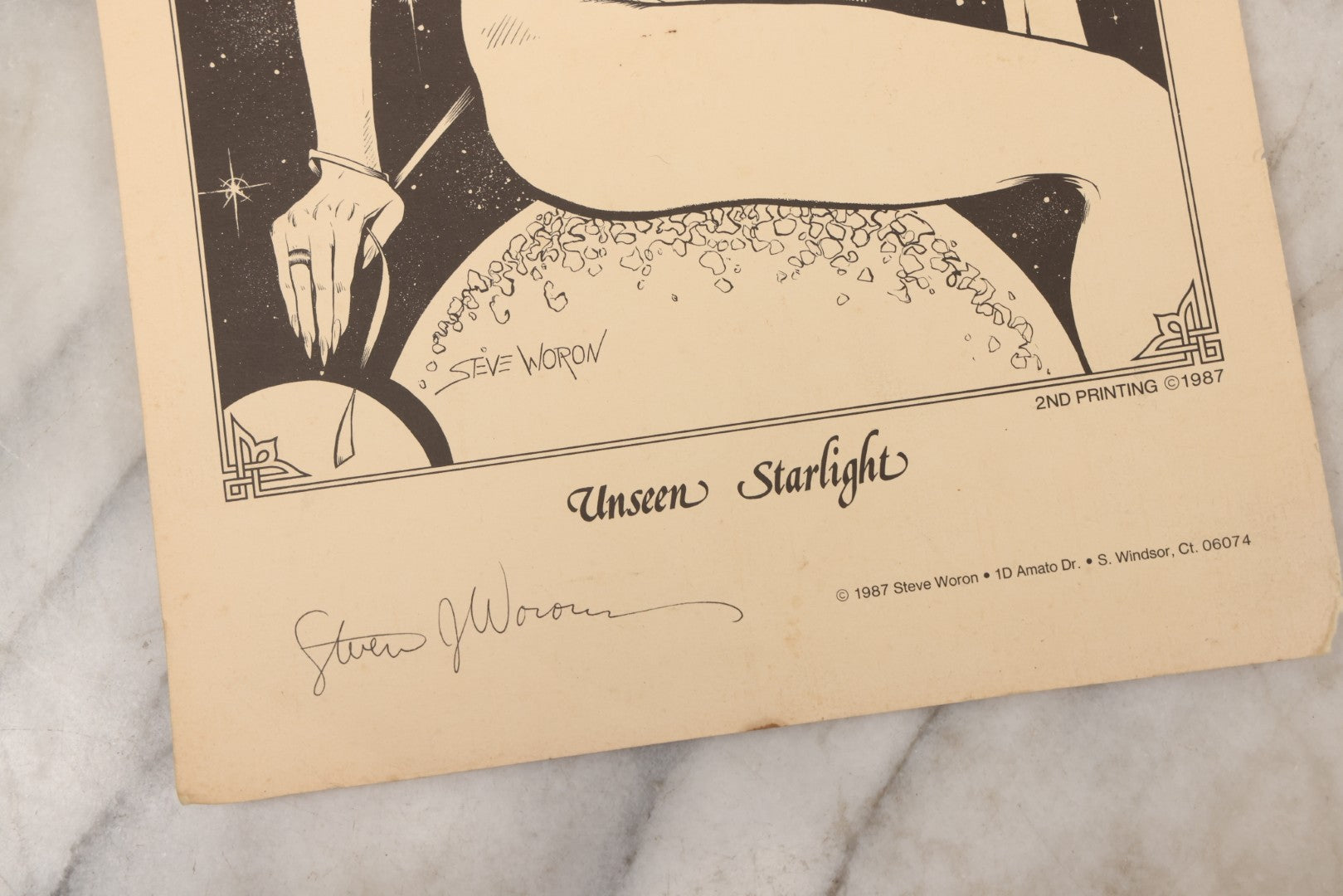 Lot 138 - Pair Of Vintage Erotic Pin Up Illustrations Including "Unseen Starlight" By Steve Woron And Original Superhero Pinup Drawing Signed D.A.R.