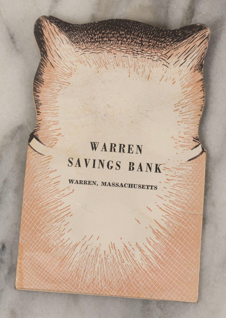 Lot 139 - Vintage Die Cut Paper Coin Bank With Anthropomorphic Owl "Be Wise," Advertising Warren Savings Bank, Warren, Massachusetts, Manufactured By William Exline Inc., Cleveland, Ohio, 1955