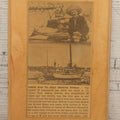 Lot 140 - Vintage Decoupage Plaque Featuring Captain Joshua Slocum Newspaper Clipping, “First Man To Solo Around World,” 5-1/2" x 8-1/4"