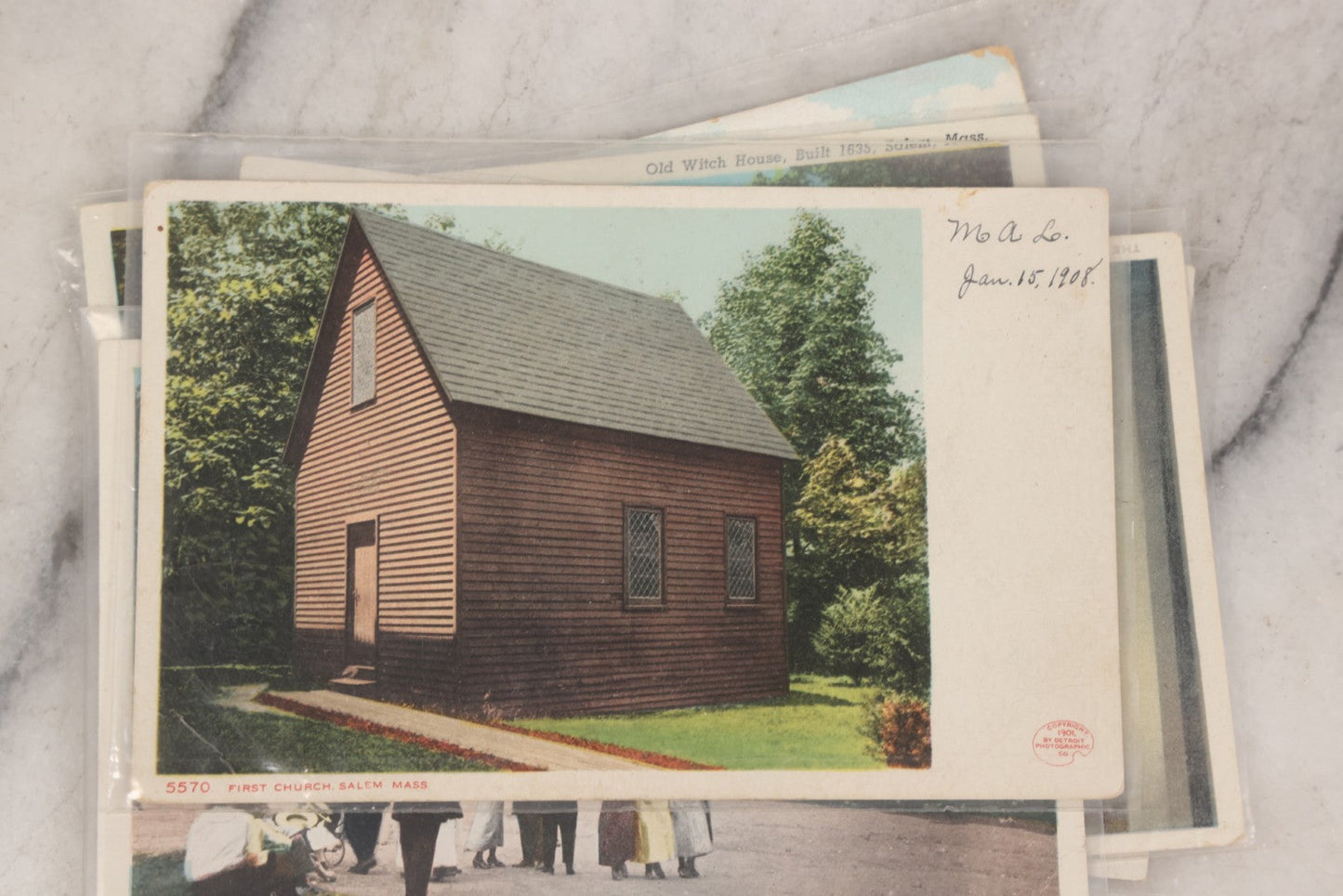 Lot 144 - Grouping Of 40+ Antique And Vintage Salem, Massachusetts Postcards Including 13 Individual Views Featuring House Of The Seven Gables And Old Witch House, And Many Duplicates Showing Salem And Empire Theaters On Essex Street