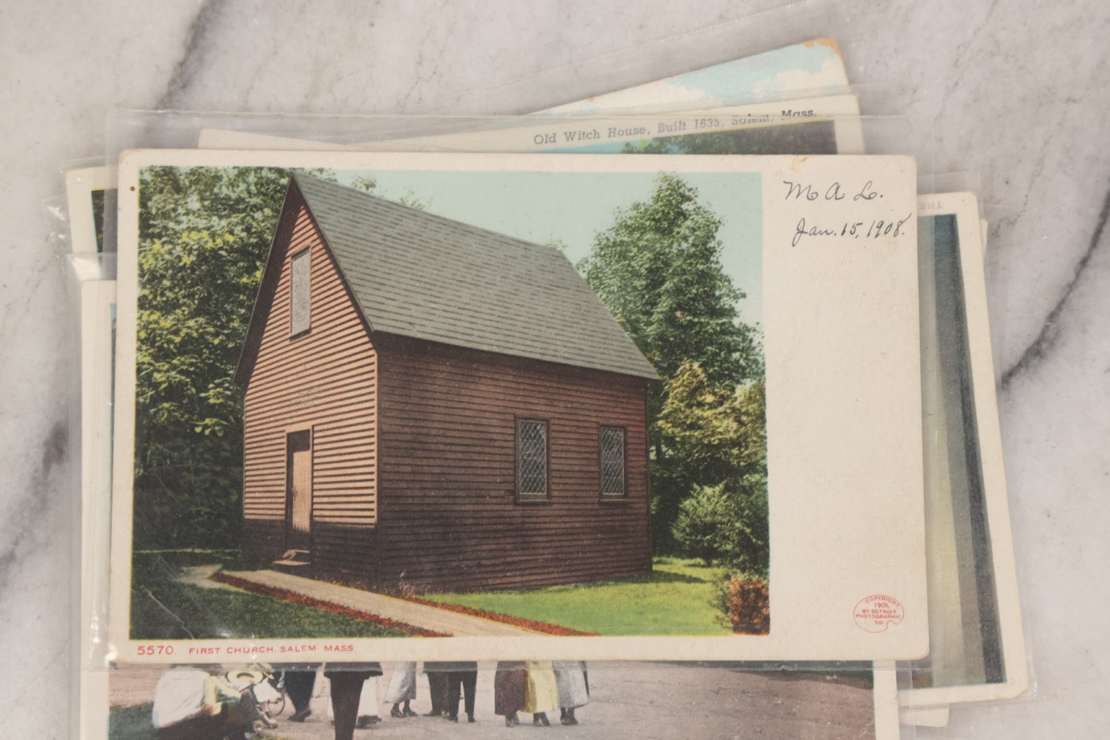 Lot 144 - Grouping Of 40+ Antique And Vintage Salem, Massachusetts Postcards Including 13 Individual Views Featuring House Of The Seven Gables And Old Witch House, And Many Duplicates Showing Salem And Empire Theaters On Essex Street