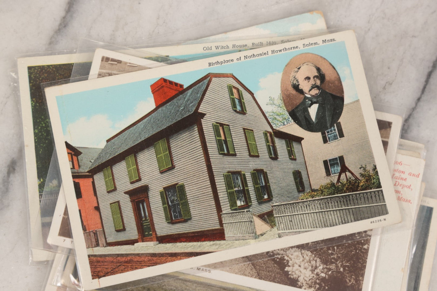 Lot 144 - Grouping Of 40+ Antique And Vintage Salem, Massachusetts Postcards Including 13 Individual Views Featuring House Of The Seven Gables And Old Witch House, And Many Duplicates Showing Salem And Empire Theaters On Essex Street