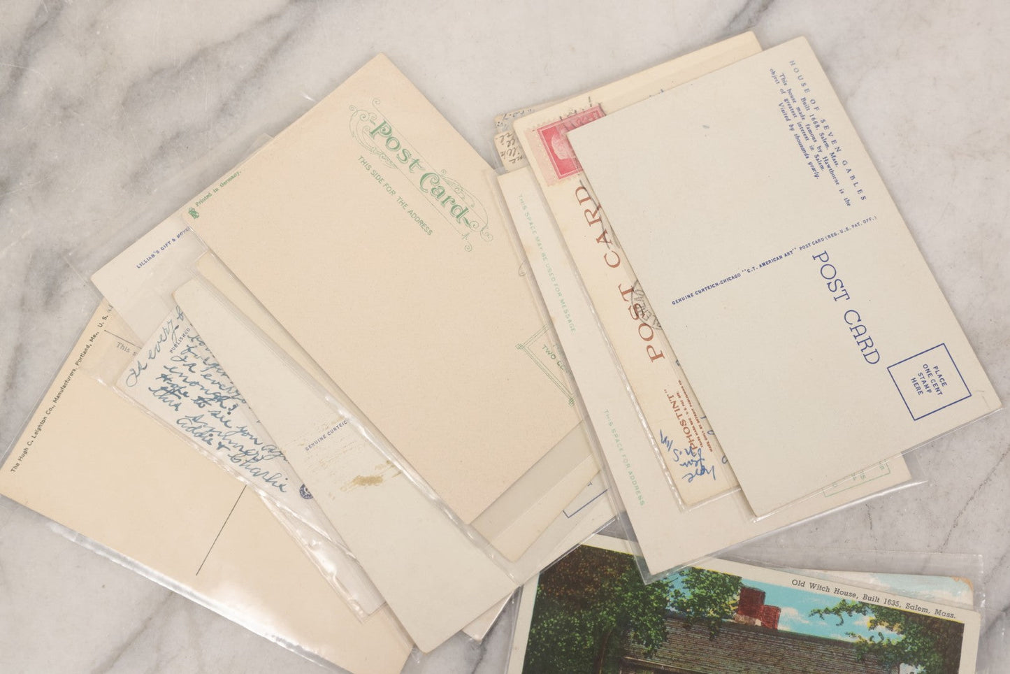 Lot 144 - Grouping Of 40+ Antique And Vintage Salem, Massachusetts Postcards Including 13 Individual Views Featuring House Of The Seven Gables And Old Witch House, And Many Duplicates Showing Salem And Empire Theaters On Essex Street