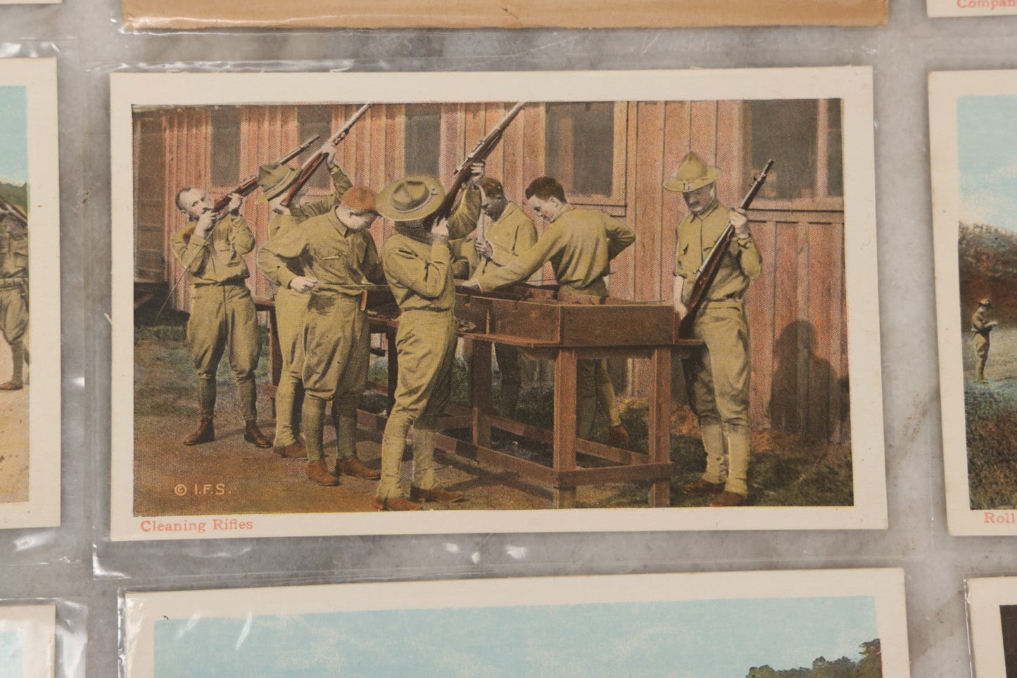 Lot 145 - Grouping Of 12 Antique World War I Soldier Training Postcards With Original Souvenir Folder, Series No. 1, Illustrated Postal Card & Novelty Co., New York
