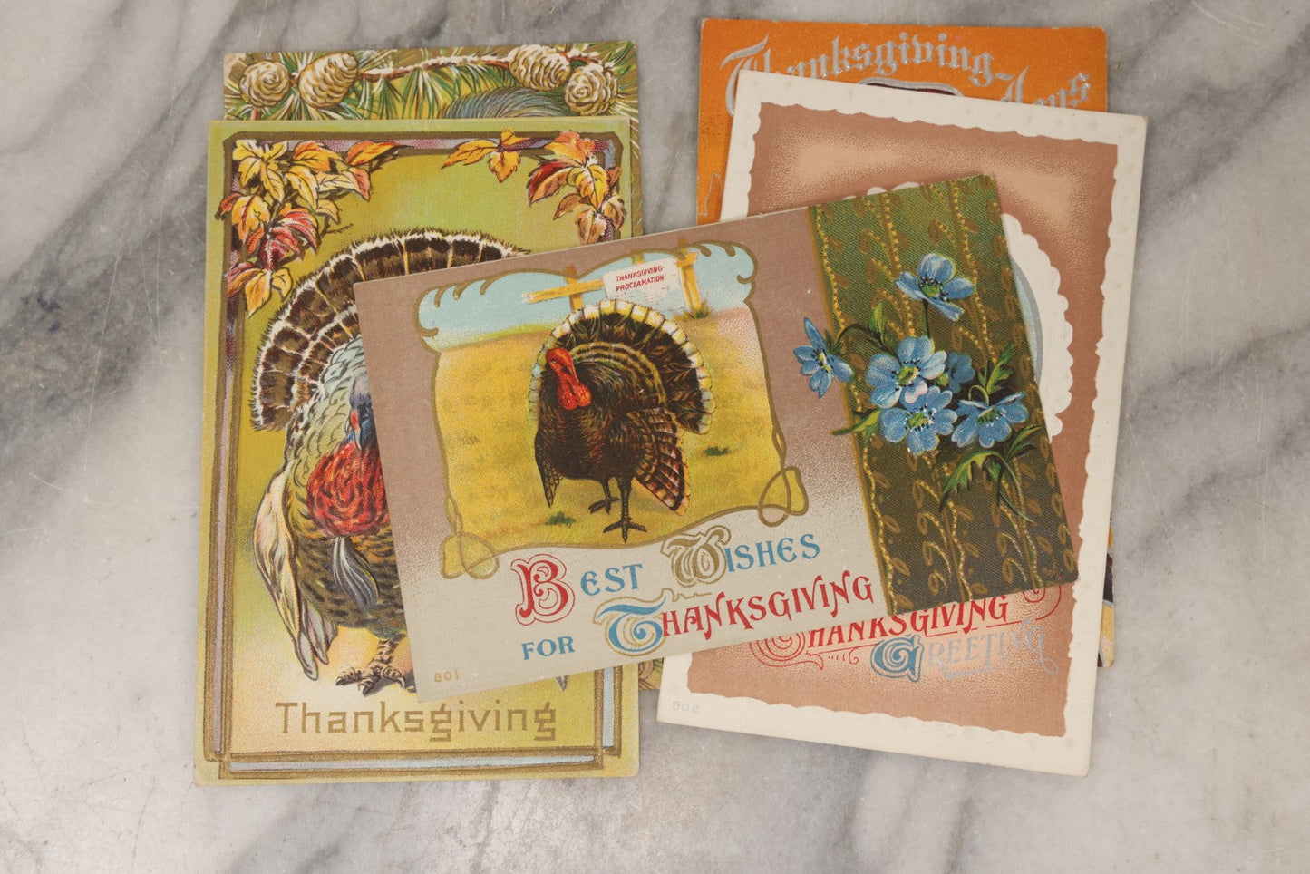 Lot 146 - Grouping Of 21 Antique And Vintage Thanksgiving Postcards Including Embossed, Gibson Art Co., And Tuck Designs