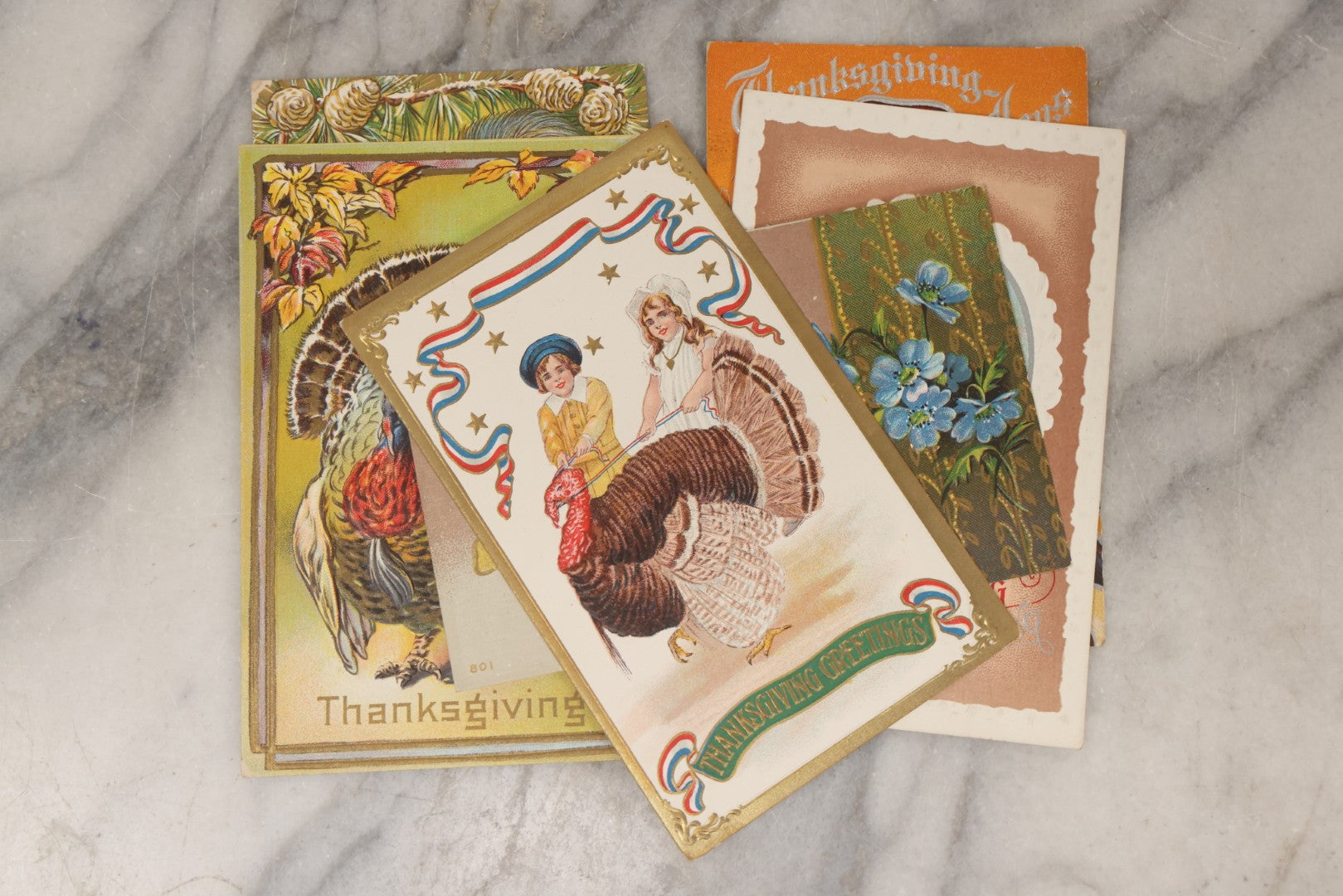 Lot 146 - Grouping Of 21 Antique And Vintage Thanksgiving Postcards Including Embossed, Gibson Art Co., And Tuck Designs