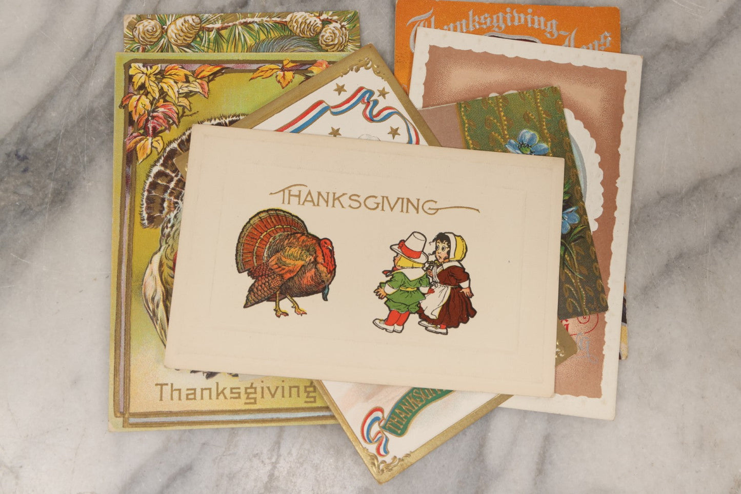 Lot 146 - Grouping Of 21 Antique And Vintage Thanksgiving Postcards Including Embossed, Gibson Art Co., And Tuck Designs