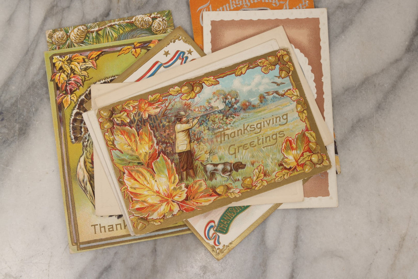 Lot 146 - Grouping Of 21 Antique And Vintage Thanksgiving Postcards Including Embossed, Gibson Art Co., And Tuck Designs