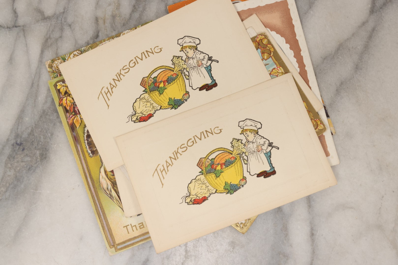 Lot 146 - Grouping Of 21 Antique And Vintage Thanksgiving Postcards Including Embossed, Gibson Art Co., And Tuck Designs