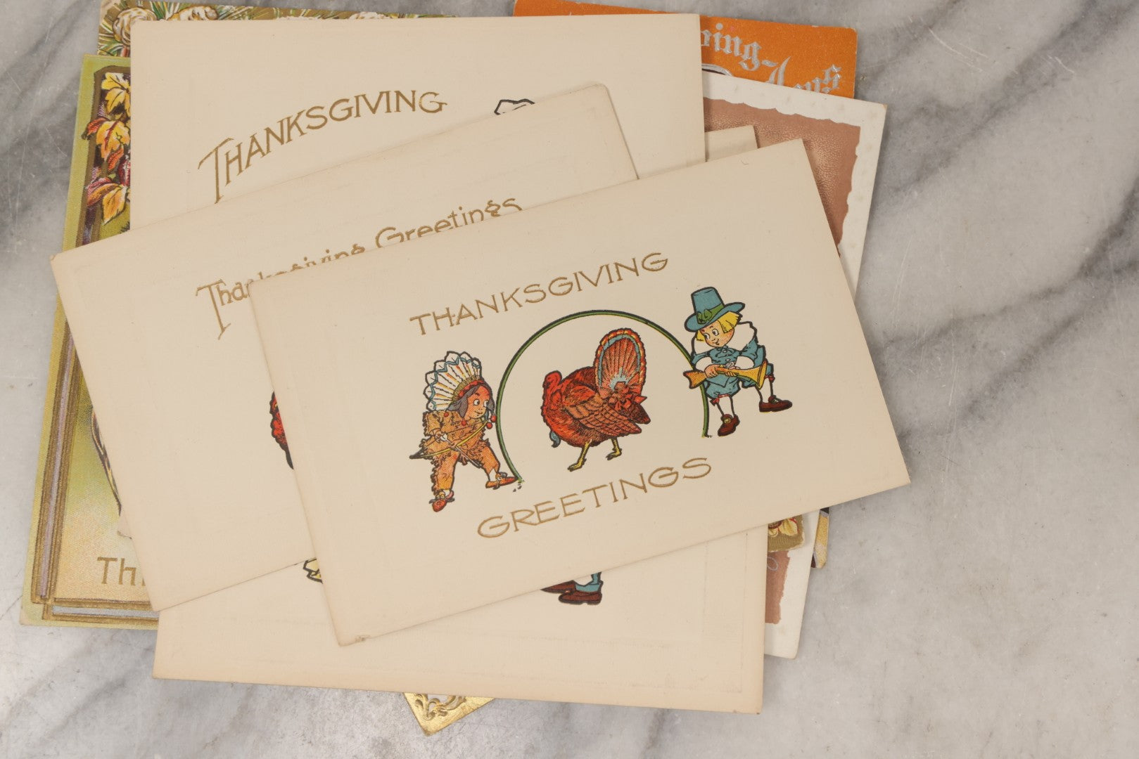 Lot 146 - Grouping Of 21 Antique And Vintage Thanksgiving Postcards Including Embossed, Gibson Art Co., And Tuck Designs