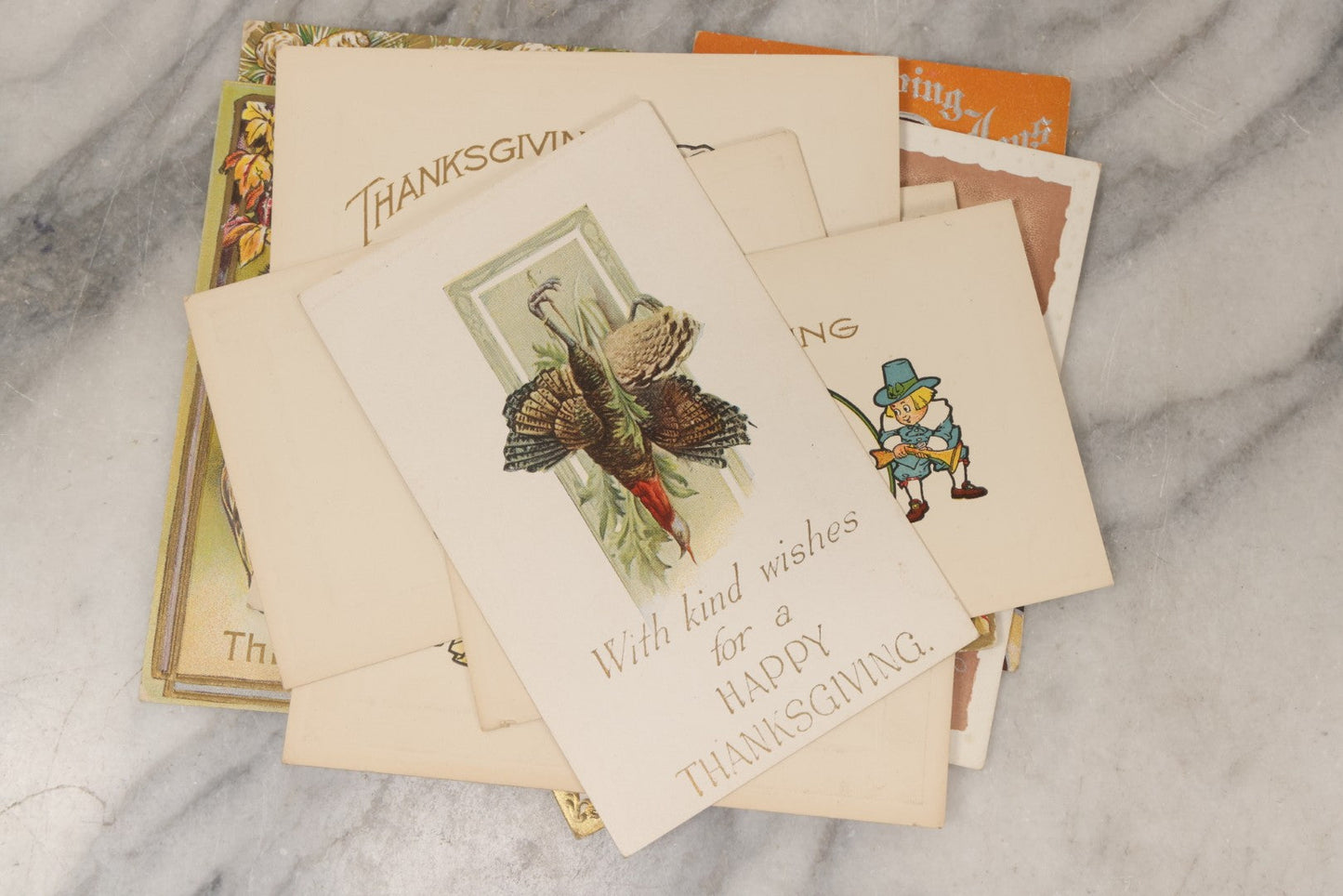 Lot 146 - Grouping Of 21 Antique And Vintage Thanksgiving Postcards Including Embossed, Gibson Art Co., And Tuck Designs