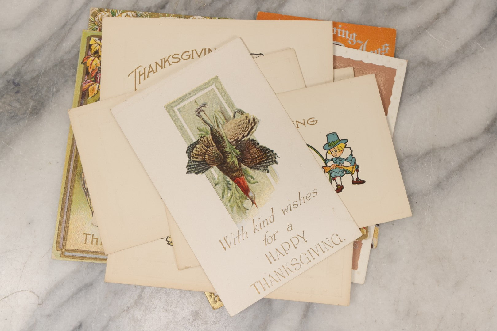 Lot 146 - Grouping Of 21 Antique And Vintage Thanksgiving Postcards Including Embossed, Gibson Art Co., And Tuck Designs