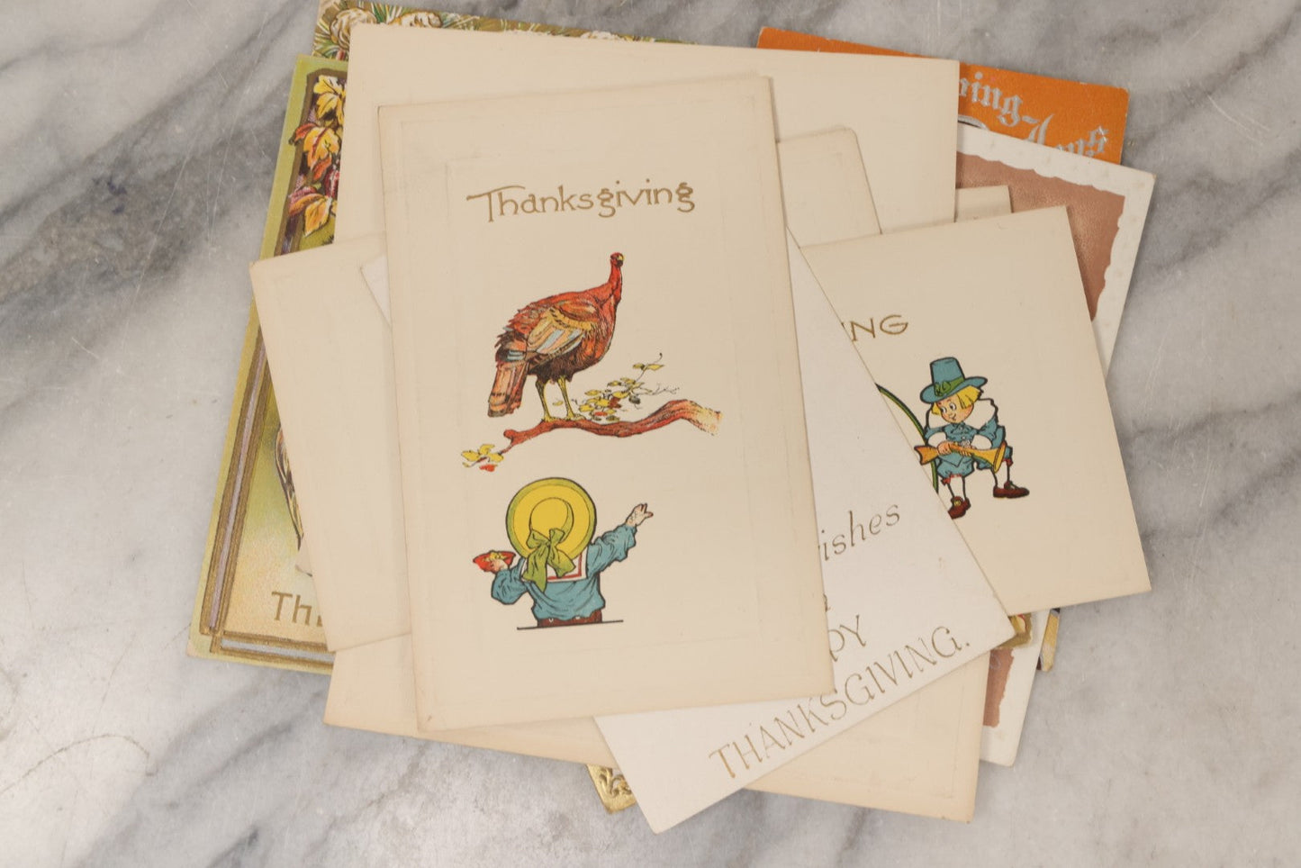 Lot 146 - Grouping Of 21 Antique And Vintage Thanksgiving Postcards Including Embossed, Gibson Art Co., And Tuck Designs