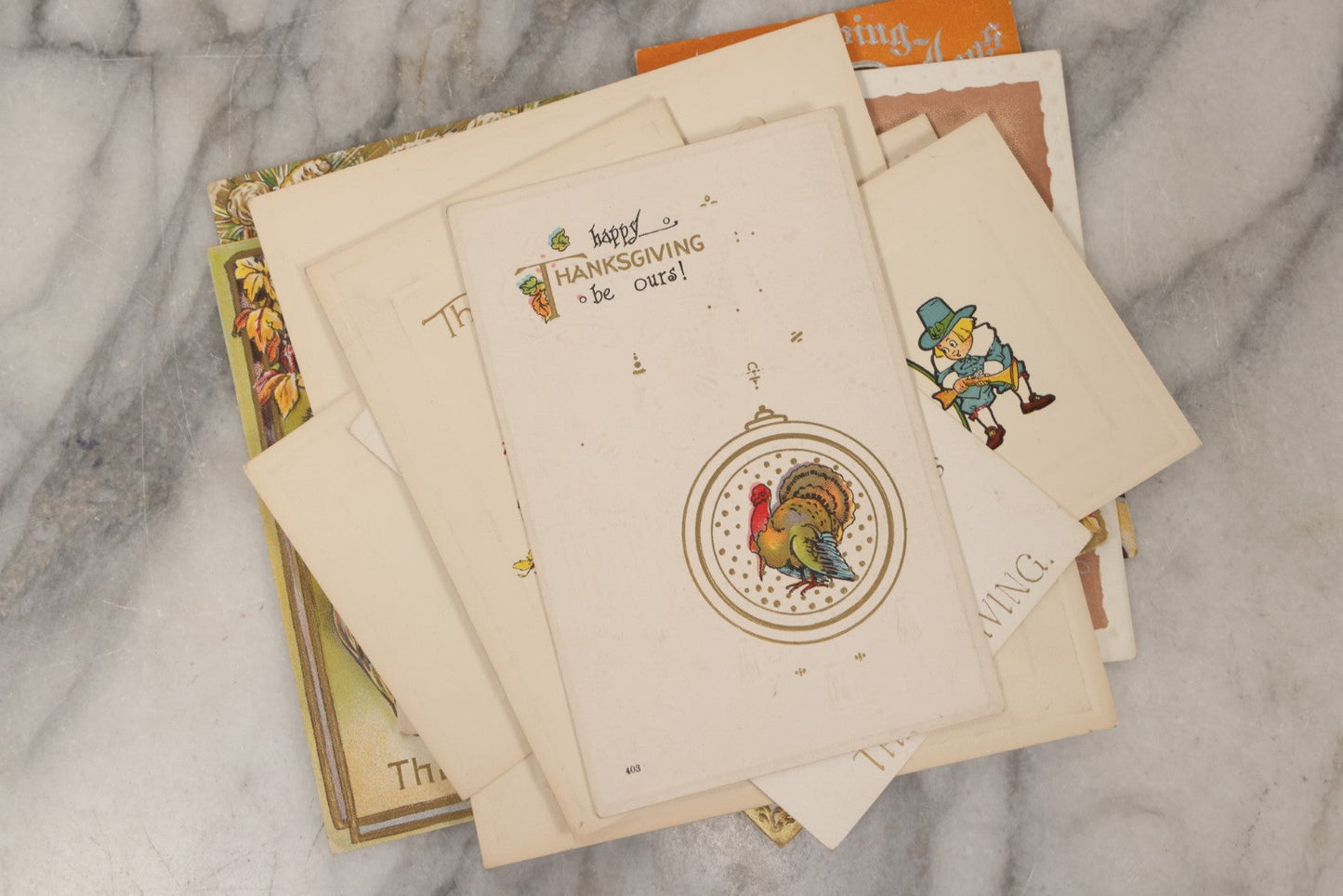 Lot 146 - Grouping Of 21 Antique And Vintage Thanksgiving Postcards Including Embossed, Gibson Art Co., And Tuck Designs